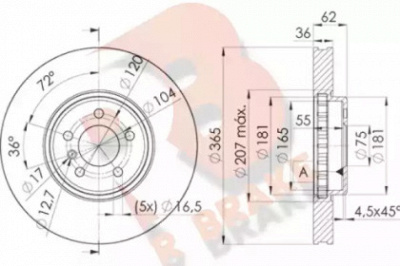 R BRAKE 78rbd11982 -  Тормозной диск